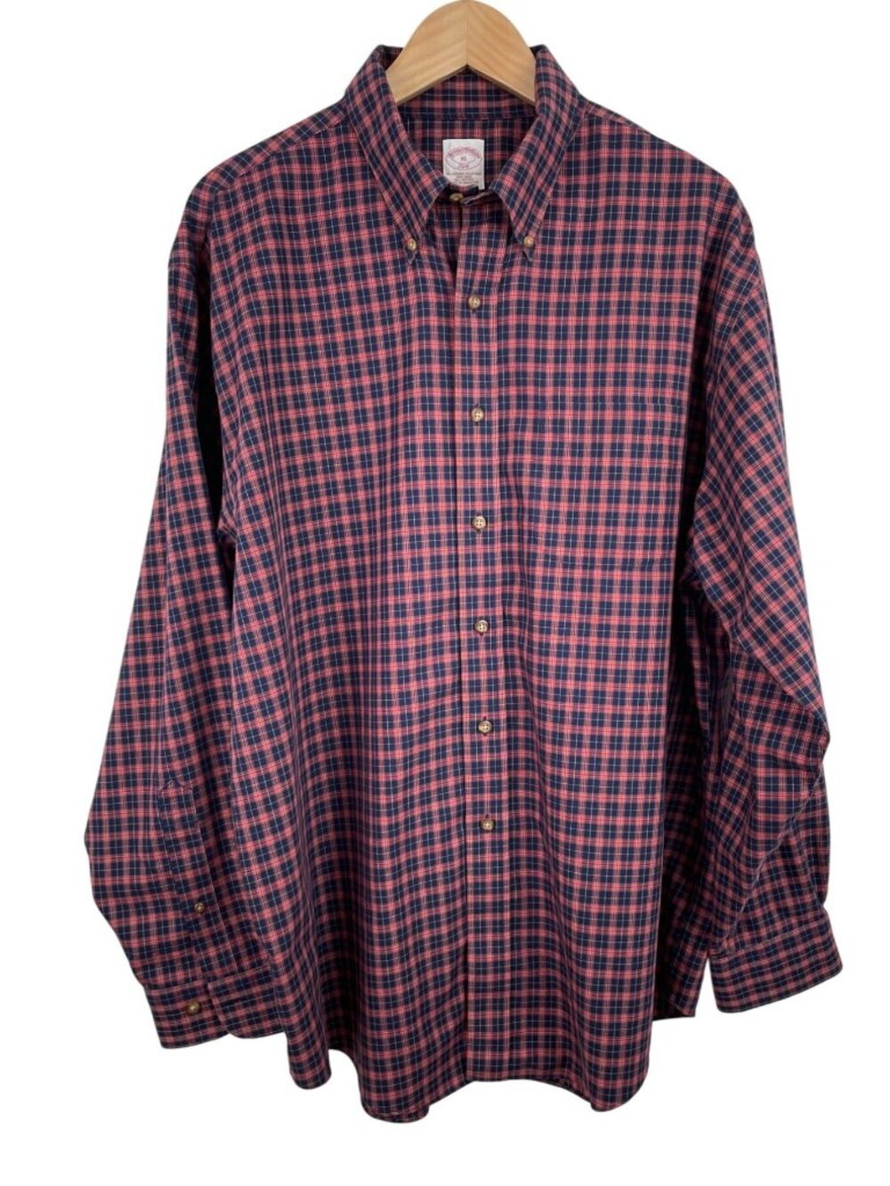 Brooks Brothers 346 Men's XL Red & Blue Plaid Plaid Button Up Shirt